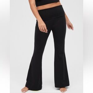 Aerie Offline OG Foldover High Waisted Super Flare Legging, M, black
